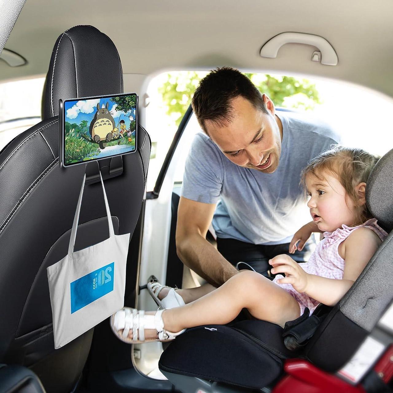 Alt view image 7 of 7 - Upgrade Car iPad Holder for Tesla Model 3 Model y Angle Adjustable Stretchable Headrest Mount Tablet Mount for Car Phone Holder Interior Accessories Fit for 4.7-12.9 DeviceBlack