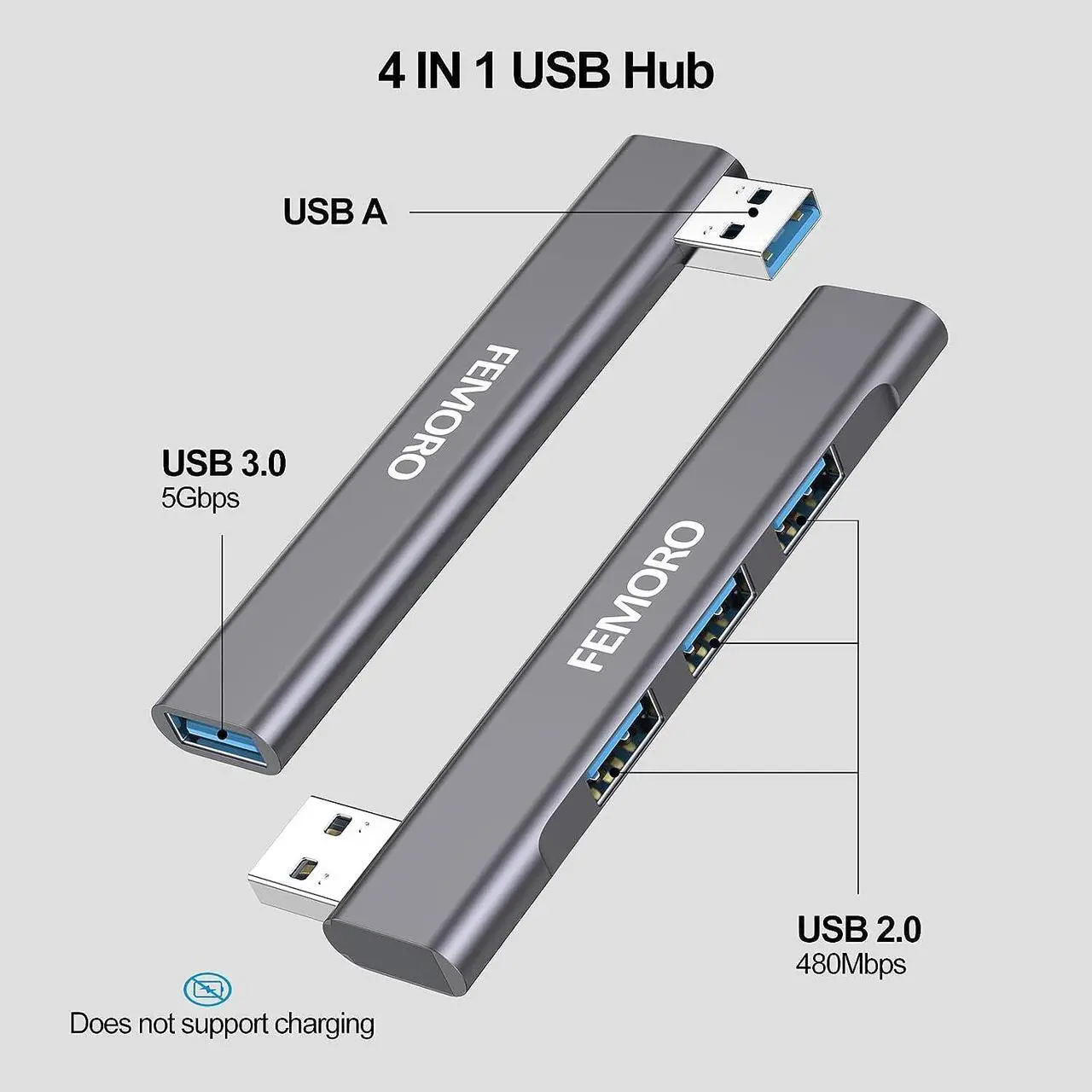 Alt view image 2 of 7 - USB Hub for Laptop 4 Port USB Extender Hub (USB 3.0 *1 USB 2.0 *3) Multiport Adapter Wireless Extra Multi USB Port Expander USB Splitter for Laptop PC Computer Dongle Mac Mouse Xbox SSD HDD