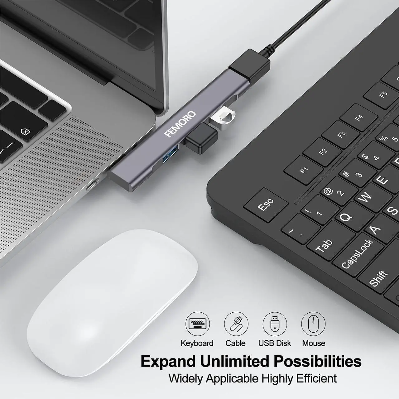 Alt view image 4 of 7 - USB Hub for Laptop 4 Port USB Extender Hub (USB 3.0 *1 USB 2.0 *3) Multiport Adapter Wireless Extra Multi USB Port Expander USB Splitter for Laptop PC Computer Dongle Mac Mouse Xbox SSD HDD
