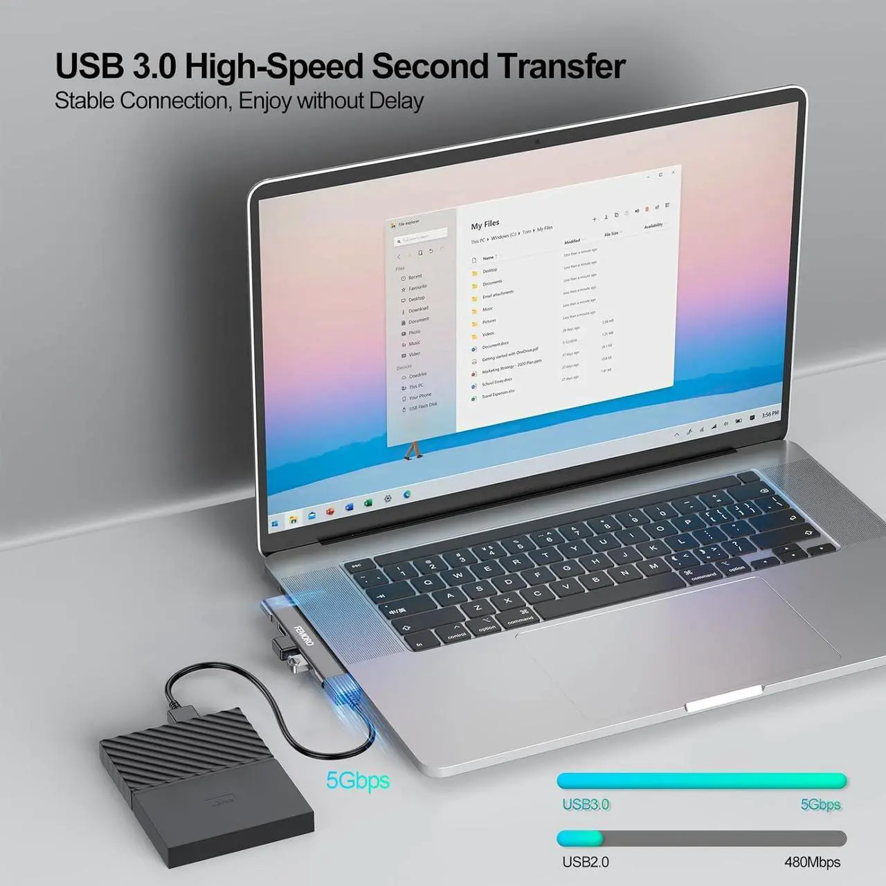 Alt view image 3 of 7 - USB Hub for Laptop 4 Port USB Extender Hub (USB 3.0 *1 USB 2.0 *3) Multiport Adapter Wireless Extra Multi USB Port Expander USB Splitter for Laptop PC Computer Dongle Mac Mouse Xbox SSD HDD