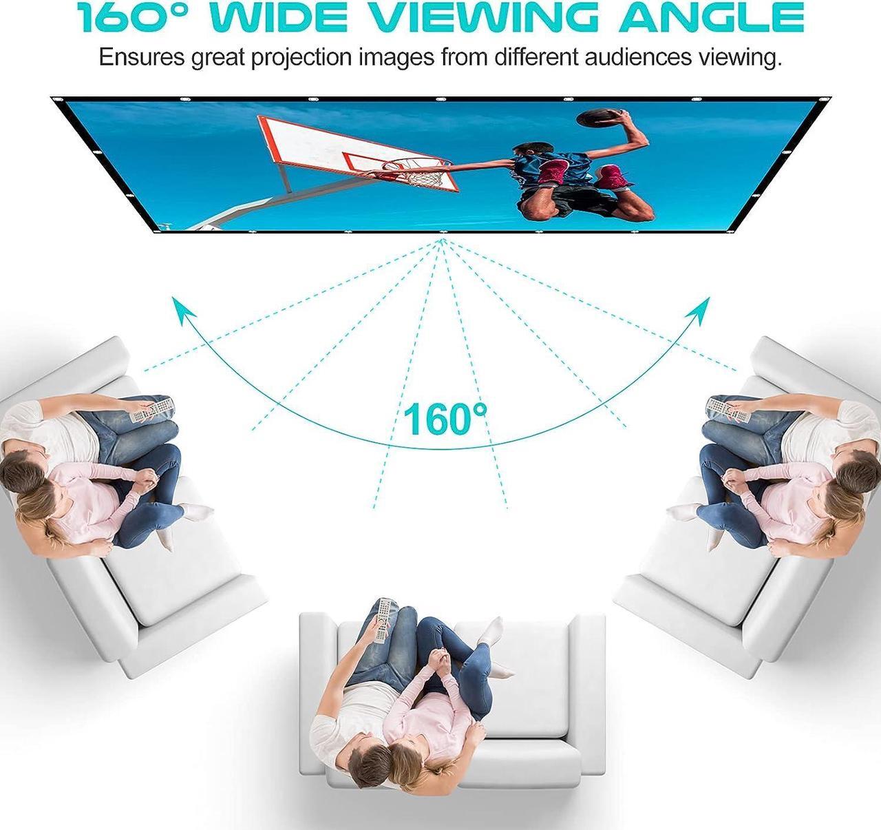 Alt view image 2 of 6 - AAJK Outdoor Projection Screen 150 inch, Washable Projector Screen 16:9 Foldable Anti-Crease Portable Projector Movies Screen for Home Theater Outdoor Indoor Support Double Sided Projection