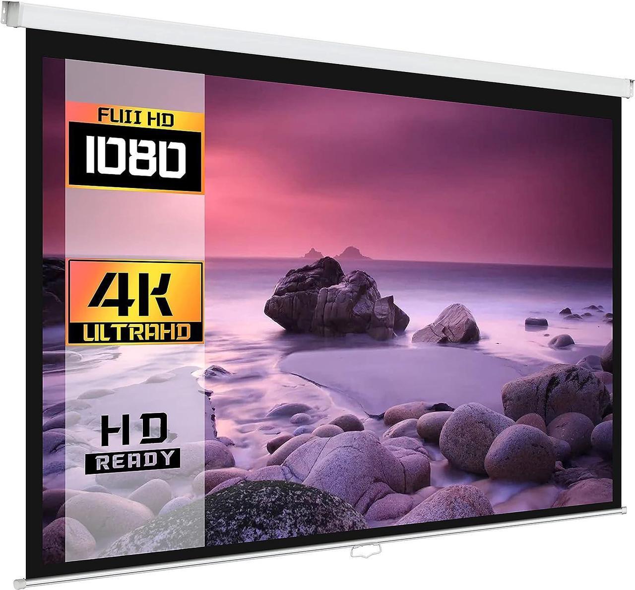 Alt view image 2 of 7 - ProHT 84 Manual Projection Screen (05350) 16:9 Aspect Ratio Pull Down Projector Screen Matte White Home Theater/Cinema or Presentation Platform Suitable for HDTV/Sports/Movies/Presentations