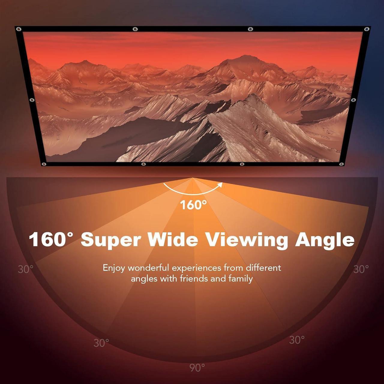 Alt view image 5 of 7 - Projector Screen 100 inch Outdoor Movie Screen 16:9 Foldable and Anti-CreasePortable Projector Screen for Home Theater Outdoor Indoor Support Double Sided Projection