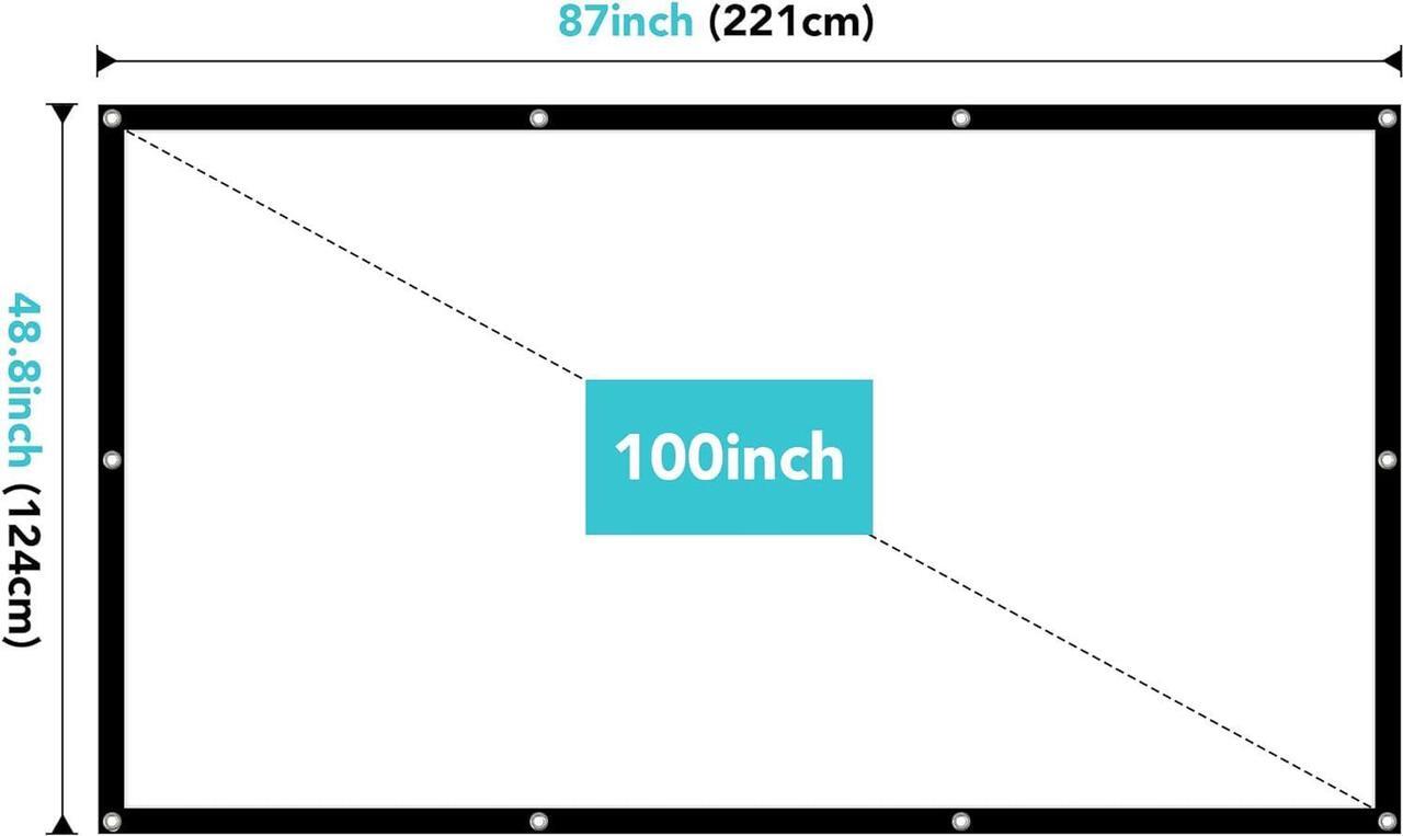 Alt view image 7 of 7 - Projector Screen 100 inch Outdoor Movie Screen 16:9 Foldable and Anti-CreasePortable Projector Screen for Home Theater Outdoor Indoor Support Double Sided Projection