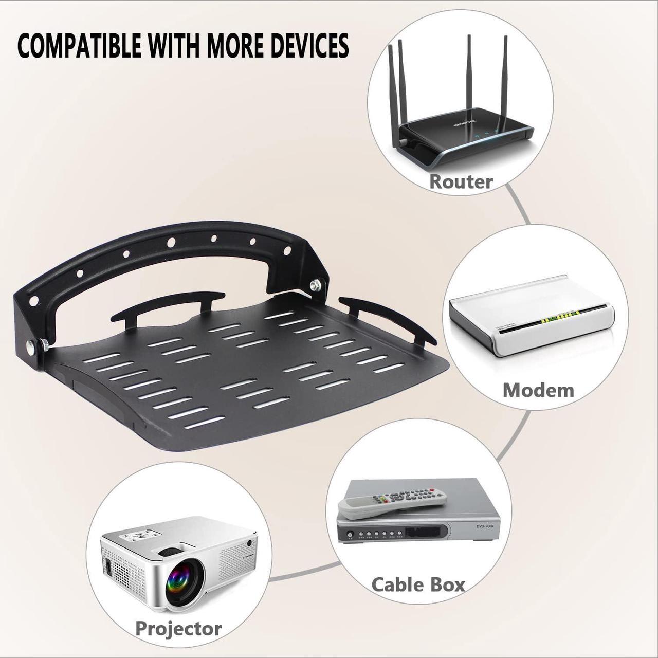 Alt view image 2 of 7 - Floating Shelf for Projector Wall Mount No Drilling Small Wall Mount Projector Stand 90-Degree Foldable Loading Capacity 8.8lbs Wall Mount Shelf for Projector Router DVD Player (Black)