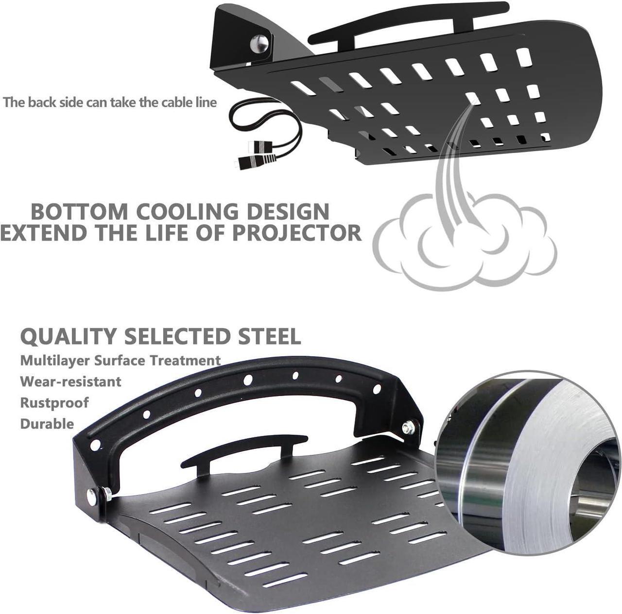 Alt view image 5 of 7 - Floating Shelf for Projector Wall Mount No Drilling Small Wall Mount Projector Stand 90-Degree Foldable Loading Capacity 8.8lbs Wall Mount Shelf for Projector Router DVD Player (Black)