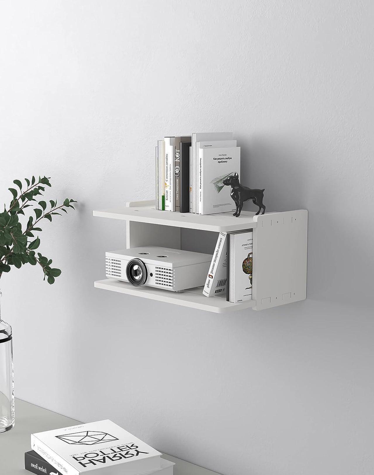 Alt view image 2 of 6 - Projector Wall Mount Shelf Projector Shelf Projector Mount Wall Floating Projector Shelf for Wall Accessories Projector Wall Mount Shelf Projector Holder Projector Stand Wall White