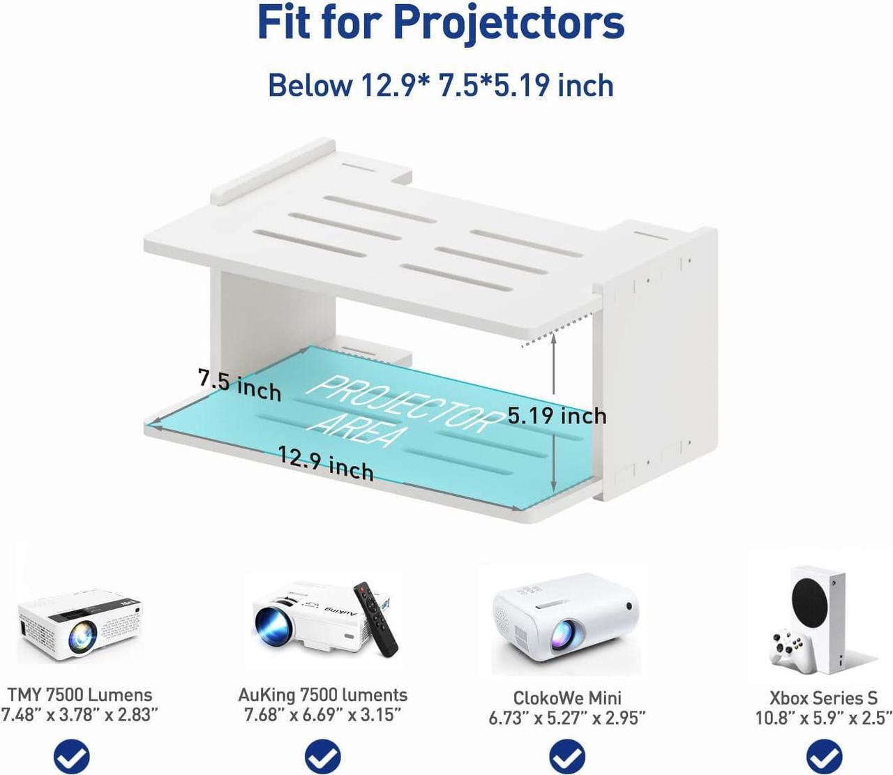 Alt view image 5 of 6 - Projector Wall Mount Shelf Projector Shelf Projector Mount Wall Floating Projector Shelf for Wall Accessories Projector Wall Mount Shelf Projector Holder Projector Stand Wall White