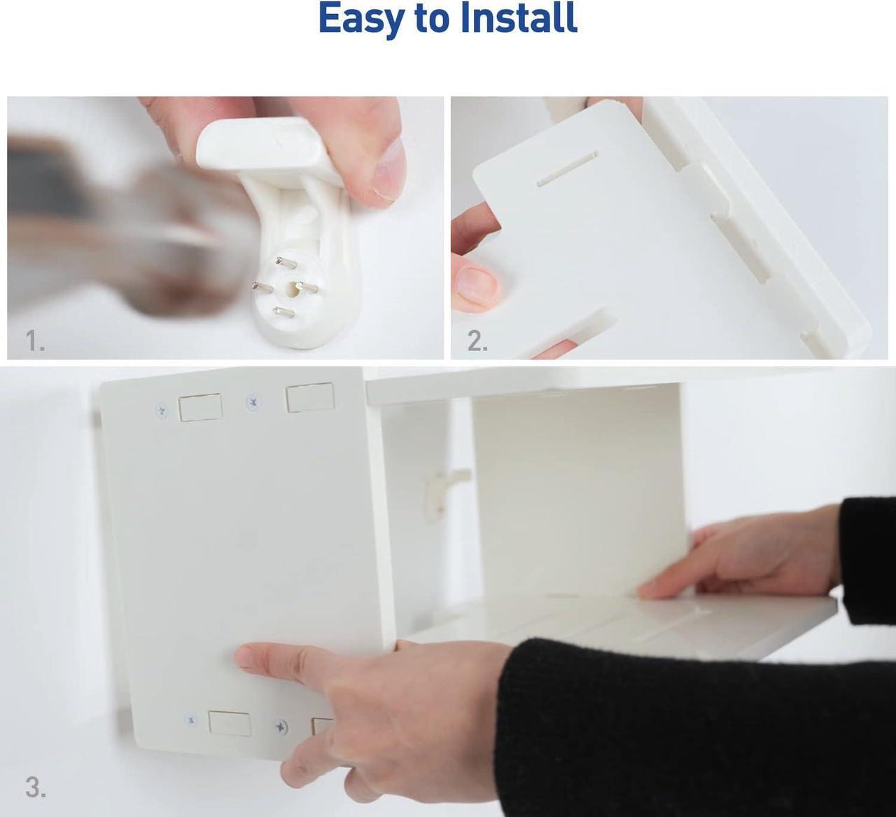 Alt view image 6 of 6 - Projector Wall Mount Shelf Projector Shelf Projector Mount Wall Floating Projector Shelf for Wall Accessories Projector Wall Mount Shelf Projector Holder Projector Stand Wall White
