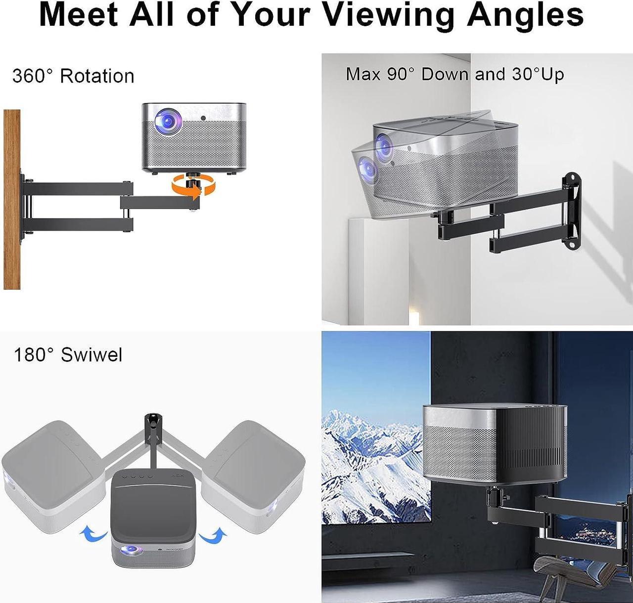 Alt view image 3 of 6 - Foldable Projector Wall Mount Universal Adjustable Wall Projector Mount 1/4 Screw Size MA1330YT