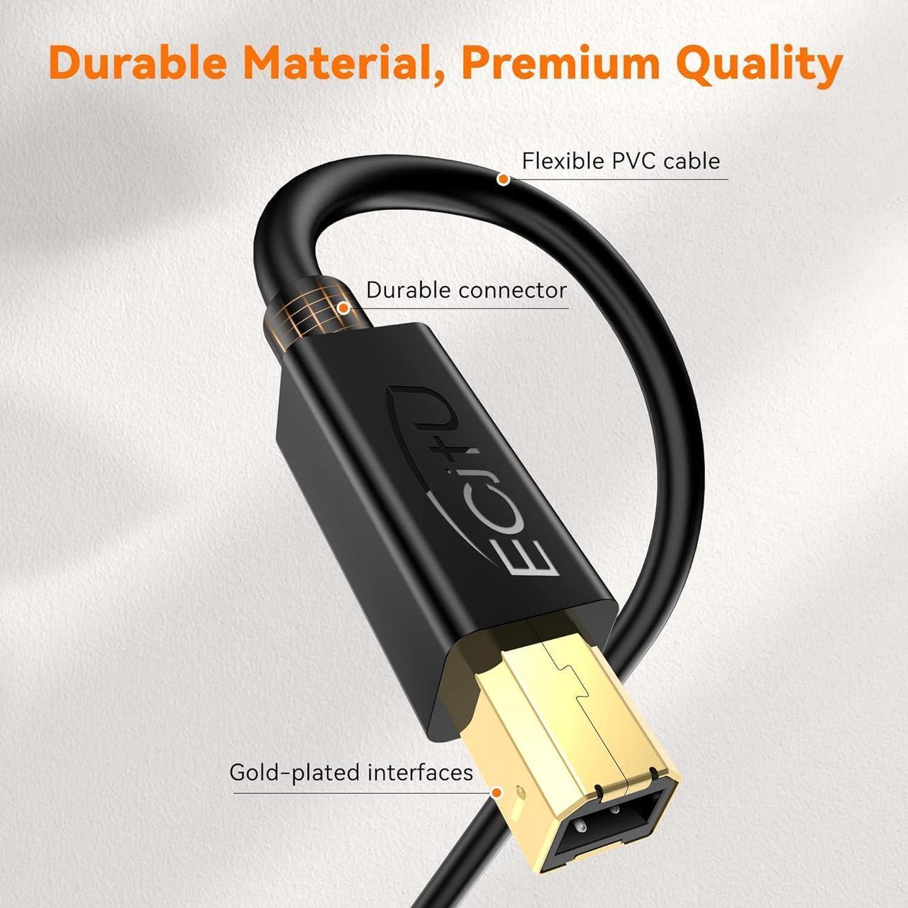 Alt view image 5 of 7 - USB 2.0 Printer Cable 6FT(1 Pack) Printer Cord A Male to B Male Replacement Cable for Mice Keyboards Printers and Cameras Compatible for HP Canon Dell Epson Lexmark Xerox Samsung Brother