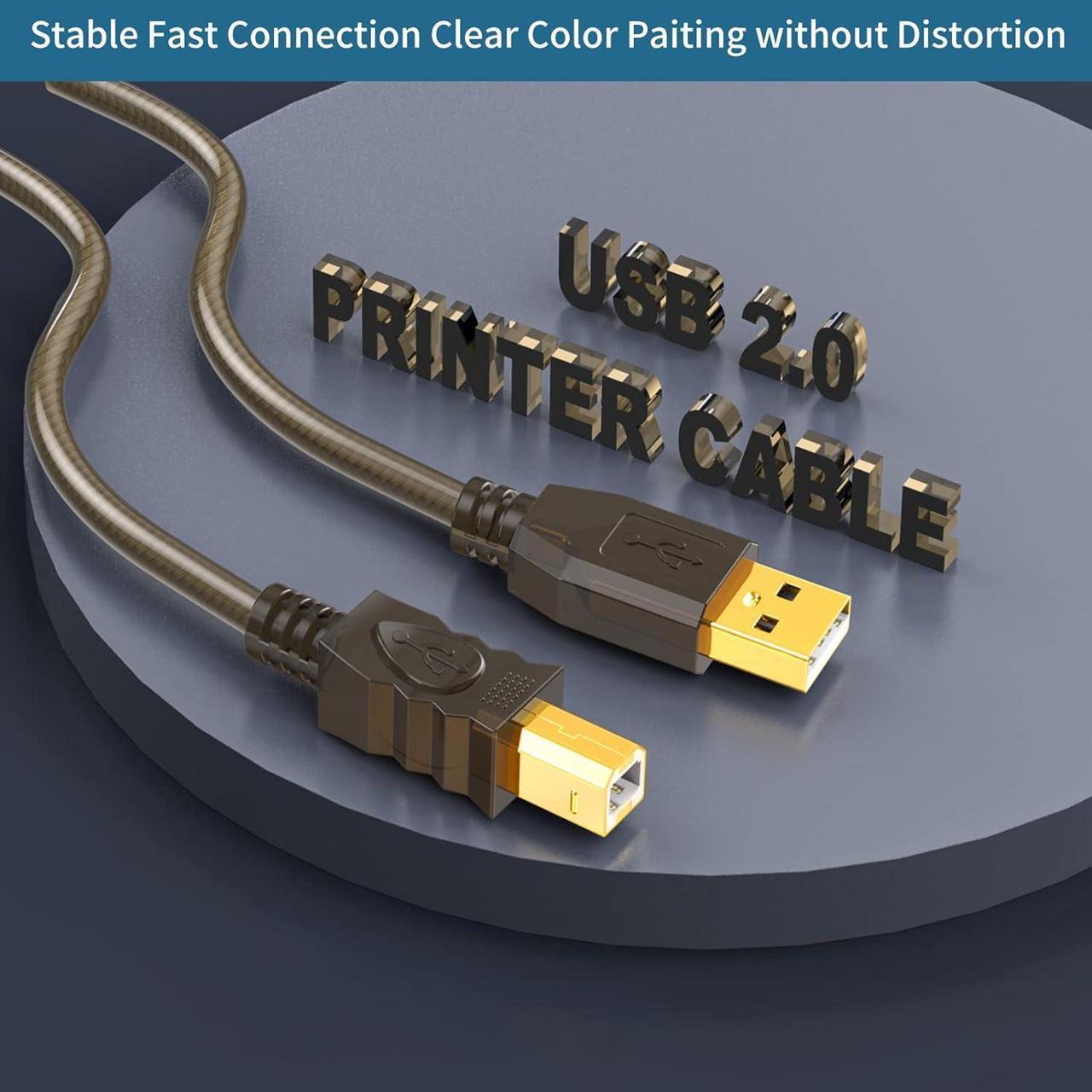Alt view image 4 of 7 - Printer Cable 15ft USB 2.0 USB A to B Printer Cord High Speed USB Printer Cable Printer USB Cable Compatible with HP Canon Dell Epson Xerox Printers