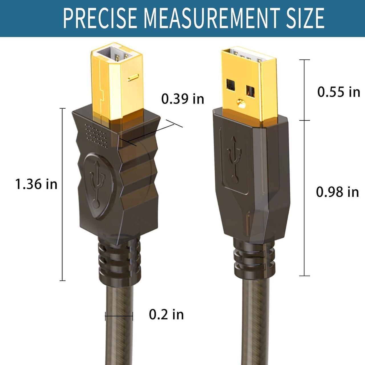 Alt view image 7 of 7 - Printer Cable 15ft USB 2.0 USB A to B Printer Cord High Speed USB Printer Cable Printer USB Cable Compatible with HP Canon Dell Epson Xerox Printers