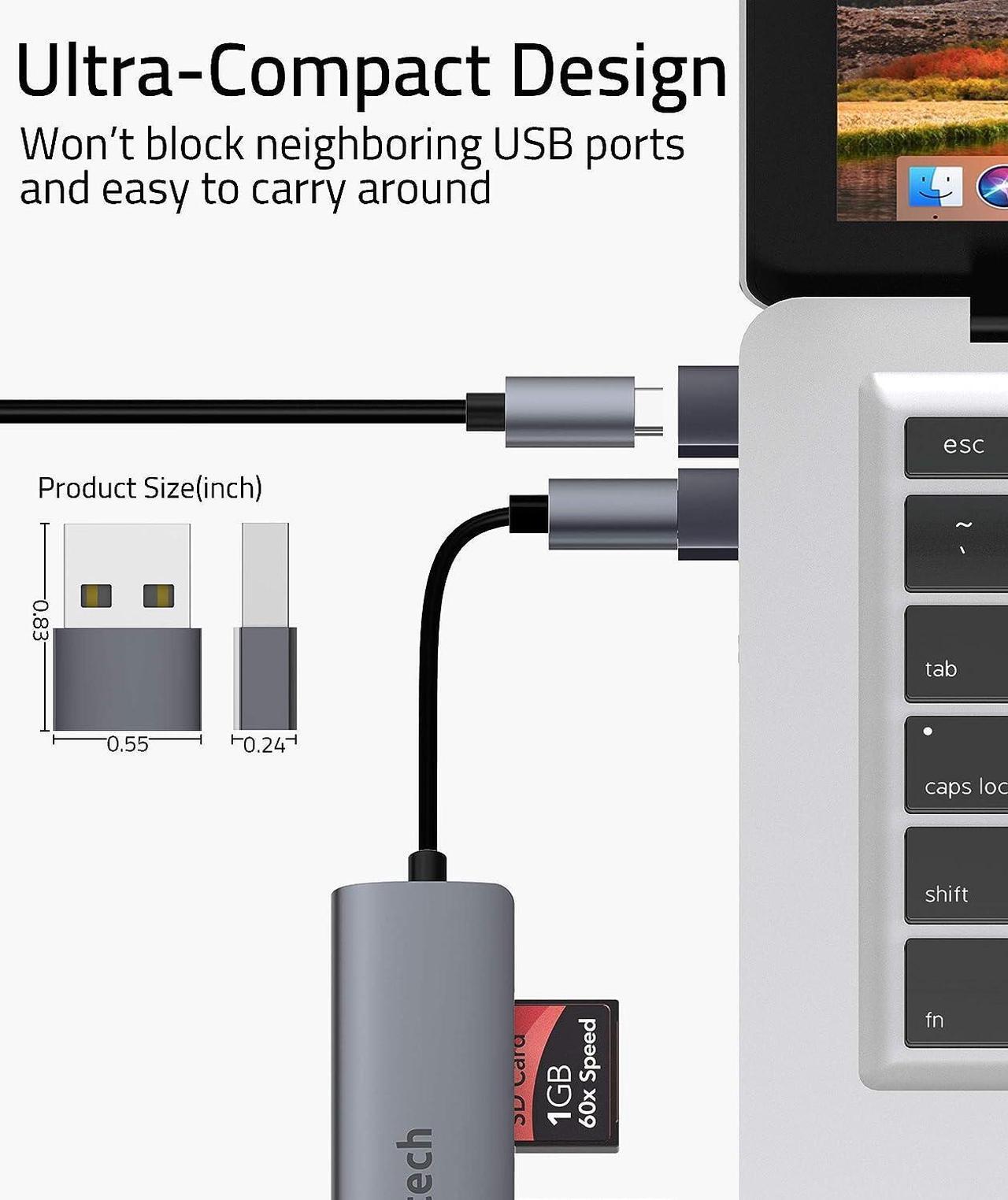Alt view image 7 of 7 - USB C Female to USB Male Adapter Pack of 3 [Travel Must Haves Aluminum] USB C to USB Adapter Type C Charger Cable Power Converter Compatible with iPhone 14 Apple Watch AirPods CarPlay etc.