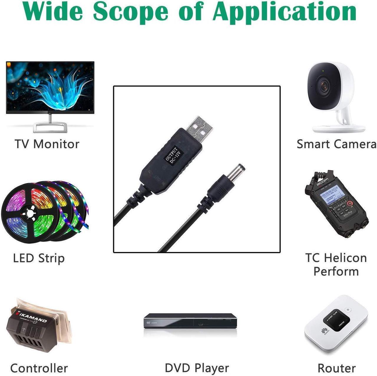 Alt view image 3 of 7 - DC 5V to DC 12V USB Voltage Step Up Converter Cable Power Supply USB Cable with DC Jack 5.5 x 2.5mm or 5.5 x 2.1mm USB 5V to DC 12V Cable 3ft