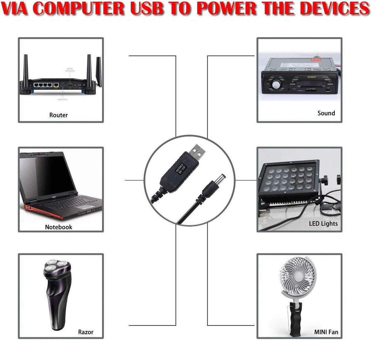 Alt view image 4 of 7 - DC 5V to DC 12V USB Voltage Step Up Converter Cable Power Supply USB Cable with DC Jack 5.5 x 2.5mm or 5.5 x 2.1mm USB 5V to DC 12V Cable 3ft