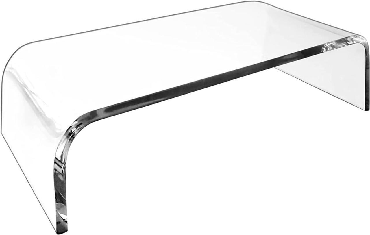 Alt view image 5 of 7 - AMT 2 Pack Acrylic Laptop Monitor Stand & Computer Riser with Cat Keyboard Protector, Space-Saving Design, Extra Storage, Clear Shelf - Ideal for Monitors, Laptops, Printers, Desktop Decor