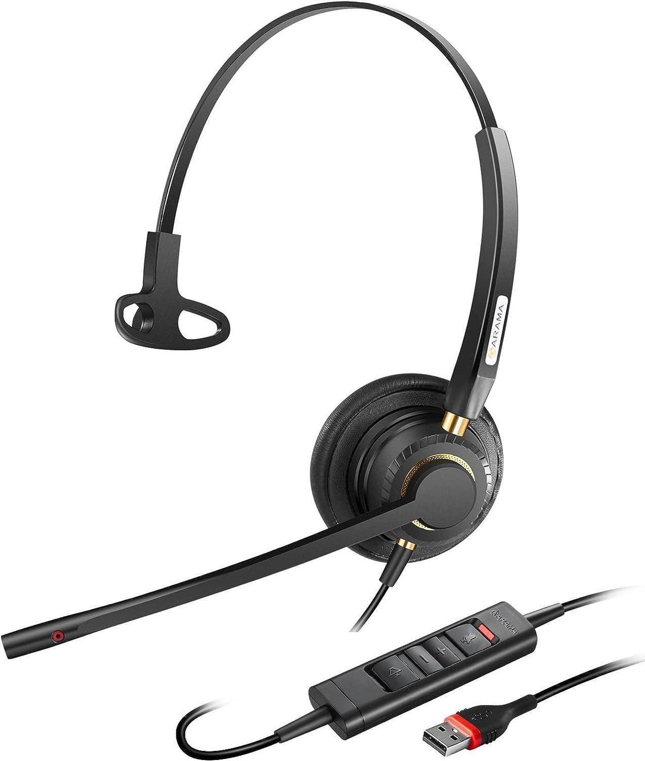 Main image of USB Headset with Microphone Noise Cancelling & Audio Controls Ultra Comfort USB Headphone for Computer Laptop Pc Business Skype UC Webinar Call Center Office
