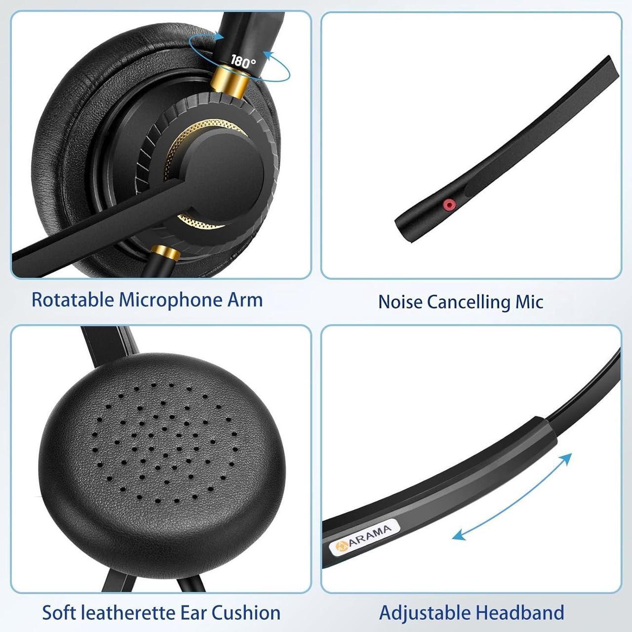 Alt view image 4 of 7 - USB Headset with Microphone Noise Cancelling & Audio Controls Ultra Comfort USB Headphone for Computer Laptop Pc Business Skype UC Webinar Call Center Office