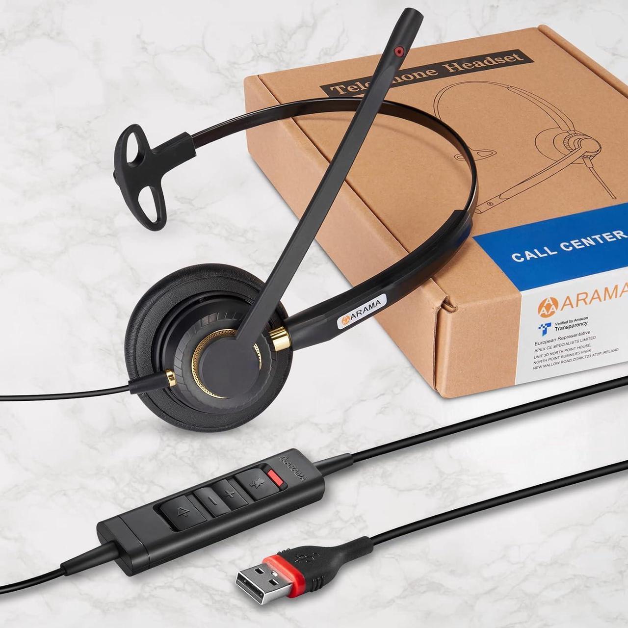 Alt view image 7 of 7 - USB Headset with Microphone Noise Cancelling & Audio Controls Ultra Comfort USB Headphone for Computer Laptop Pc Business Skype UC Webinar Call Center Office
