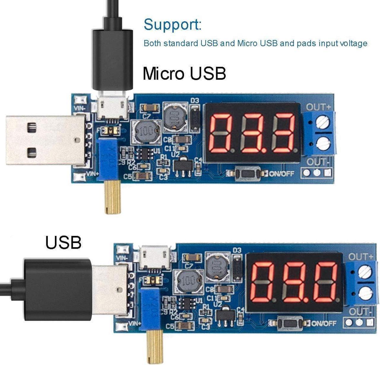 Alt view image 3 of 7 - 2PCS USB Buck Boost Converter Adjustable Step UP Step Down Power Supply Module Voltage Regulator DC-DC 5V to 3.3V 9V 12V 18V 24V