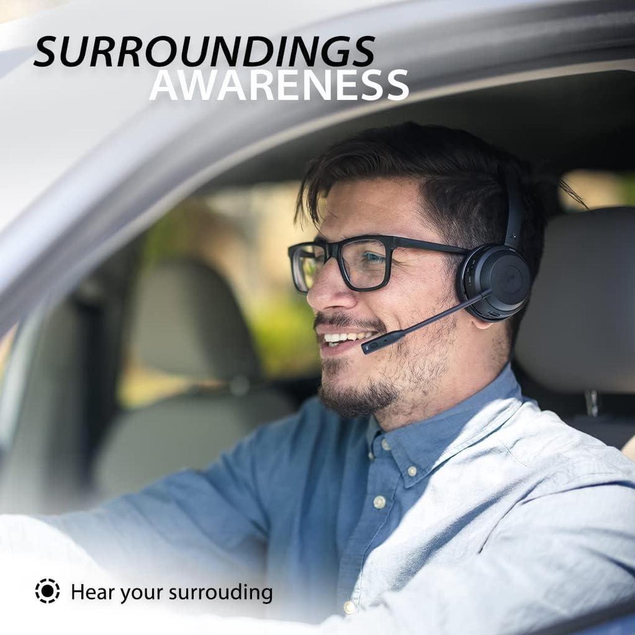 Alt view image 4 of 6 - Alto Solo - Qualcomm Bluetooth 5.1 Wireless Headset with CVC Noise-Canceling Microphone for PC Computer Laptop Phone & Truckers with Mute Switch Charging Dock and Wired Headphones Mode