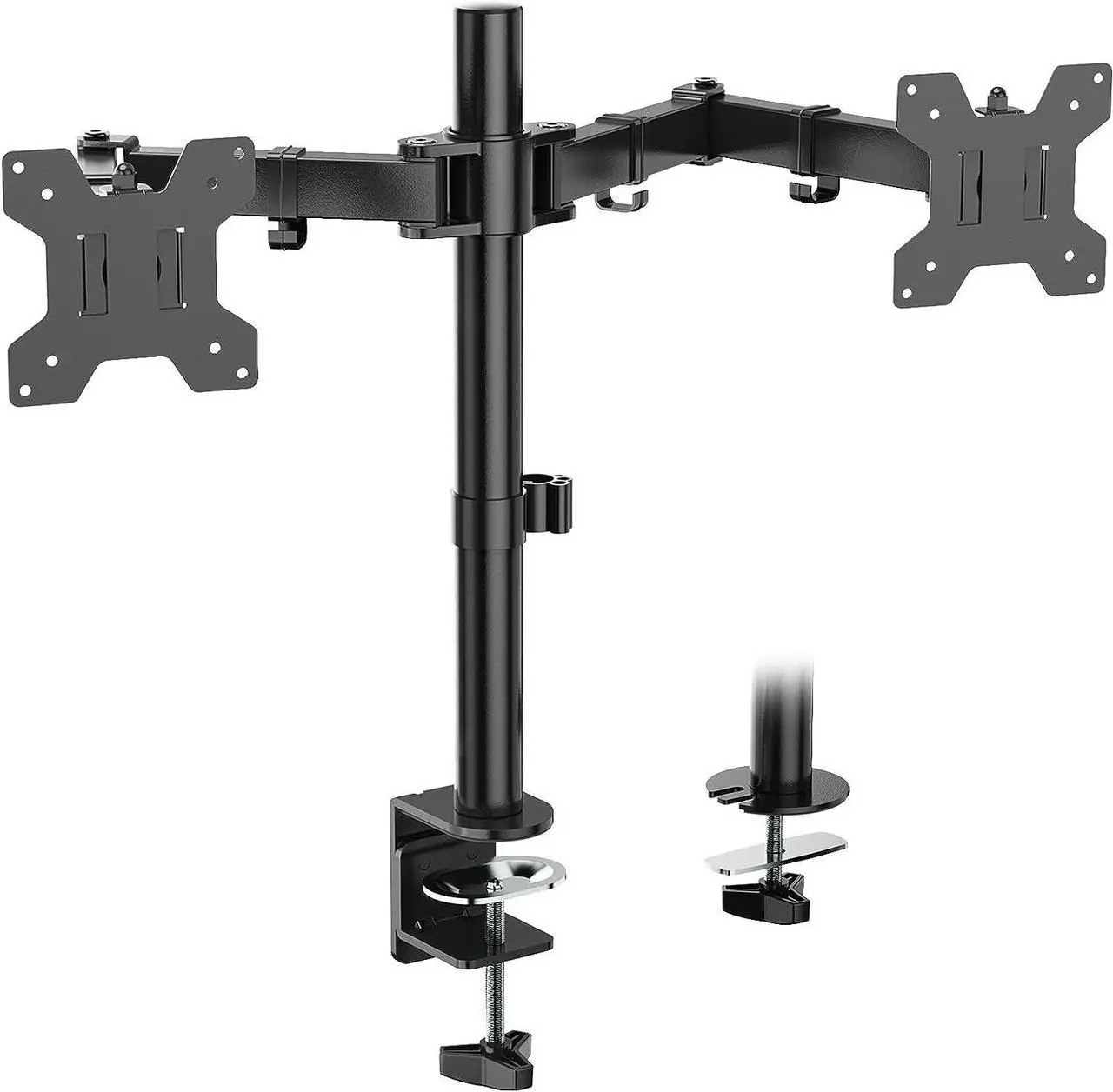 Main image of WALI Dual Monitor Desk Mount, Monitor Stand for 2 Monitors Up to 27inch, Dual Monitor Mount Max 22lbs for Home, Office, School (M002), Black