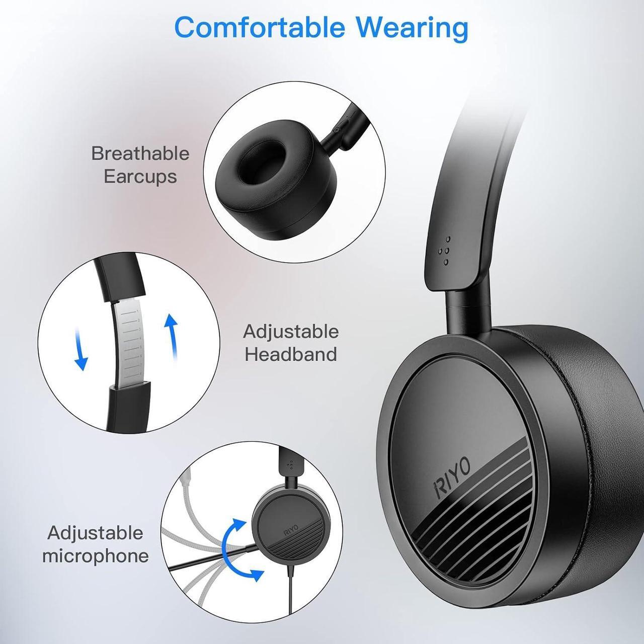 Alt view image 4 of 6 - USB Headset with Microphone Computer Headset in-Line Controls Office Headset with Noise Cancelling Mic Call Center Headset for Zoom Skype Laptop Phone PC Tablet Home with USB-C Adapter