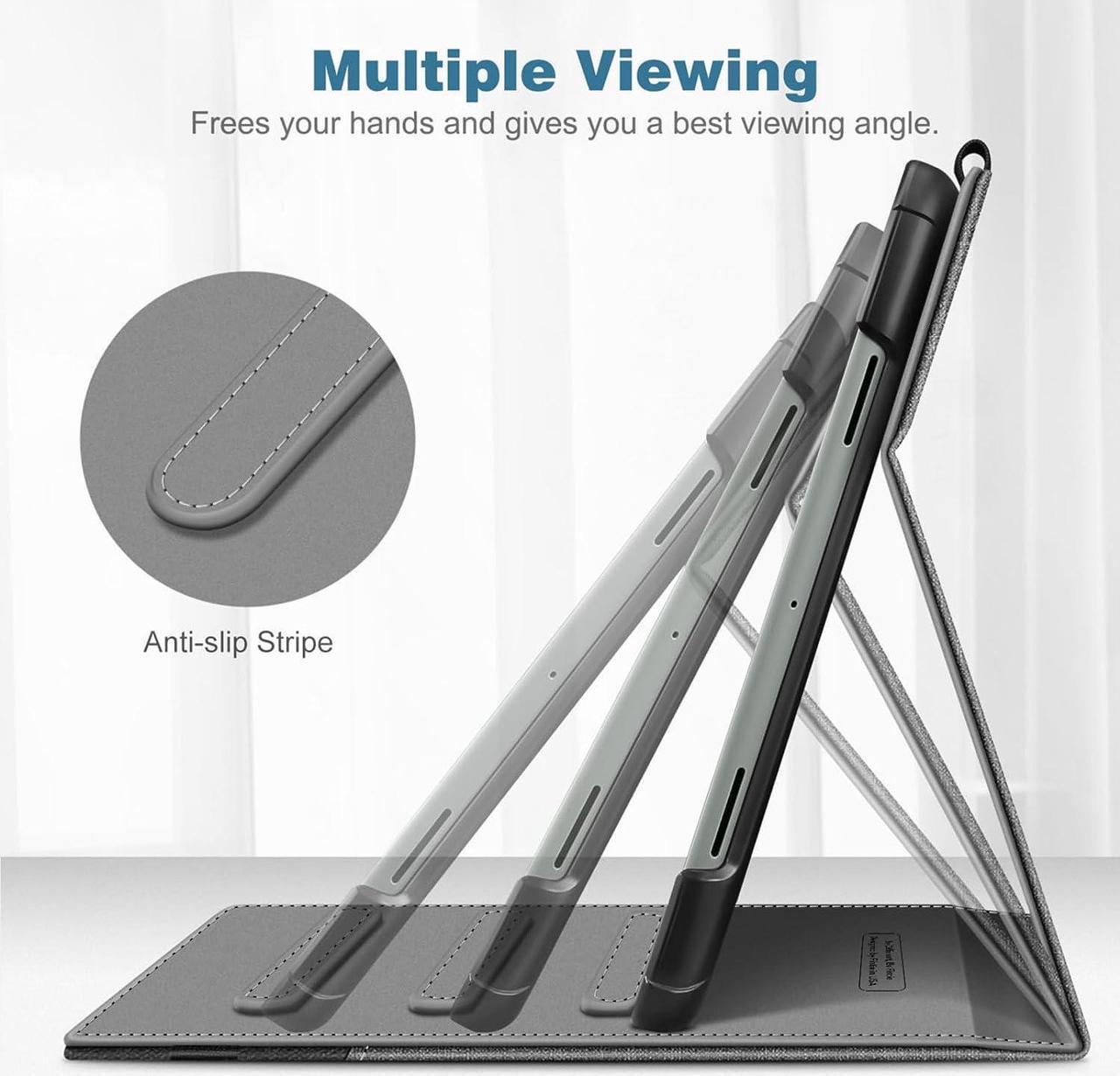 Alt view image 2 of 7 - Case for Google Pixel Tablet 11 Inch 2023 Release Multi-Angle Viewing Protective Stand Cover with Pocket & Pencil Holder Compatible with Charging Speaker Dock Gray