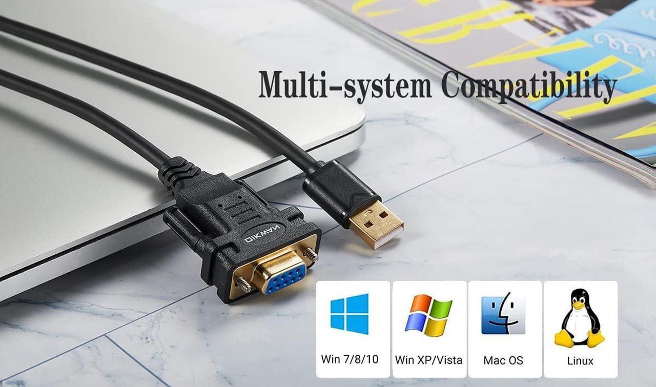 Alt view image 5 of 7 - USB to RS232 Adapter with FTDI Chipset 6.6ft USB 2.0 Male to RS232 Female DB9 Serial Converter Cable for Cashier Register Modem Scanner Digital Cameras CNC Black
