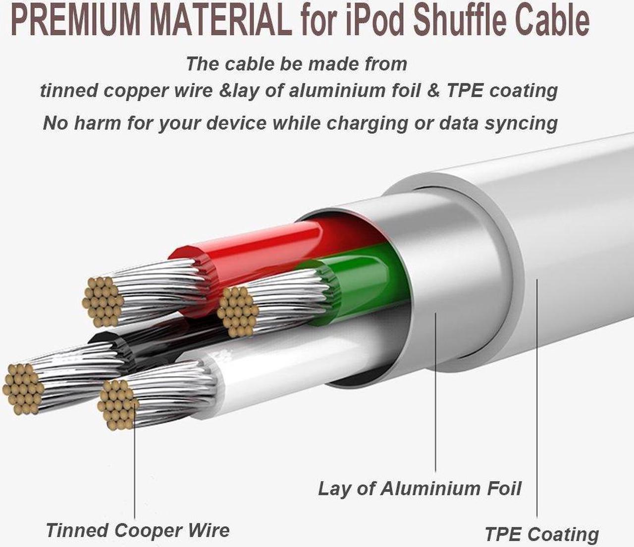 Alt view image 3 of 7 - Charging Cable for iPod Shuffle Cable USB Data Sync Cable Cord 3.5mm Male AUX Plug to USB Male Adapter Cable Charger Converter Headphone Audio Extender Jack for iPod Shuffle 3 4 5 6 Gen 2-Pack