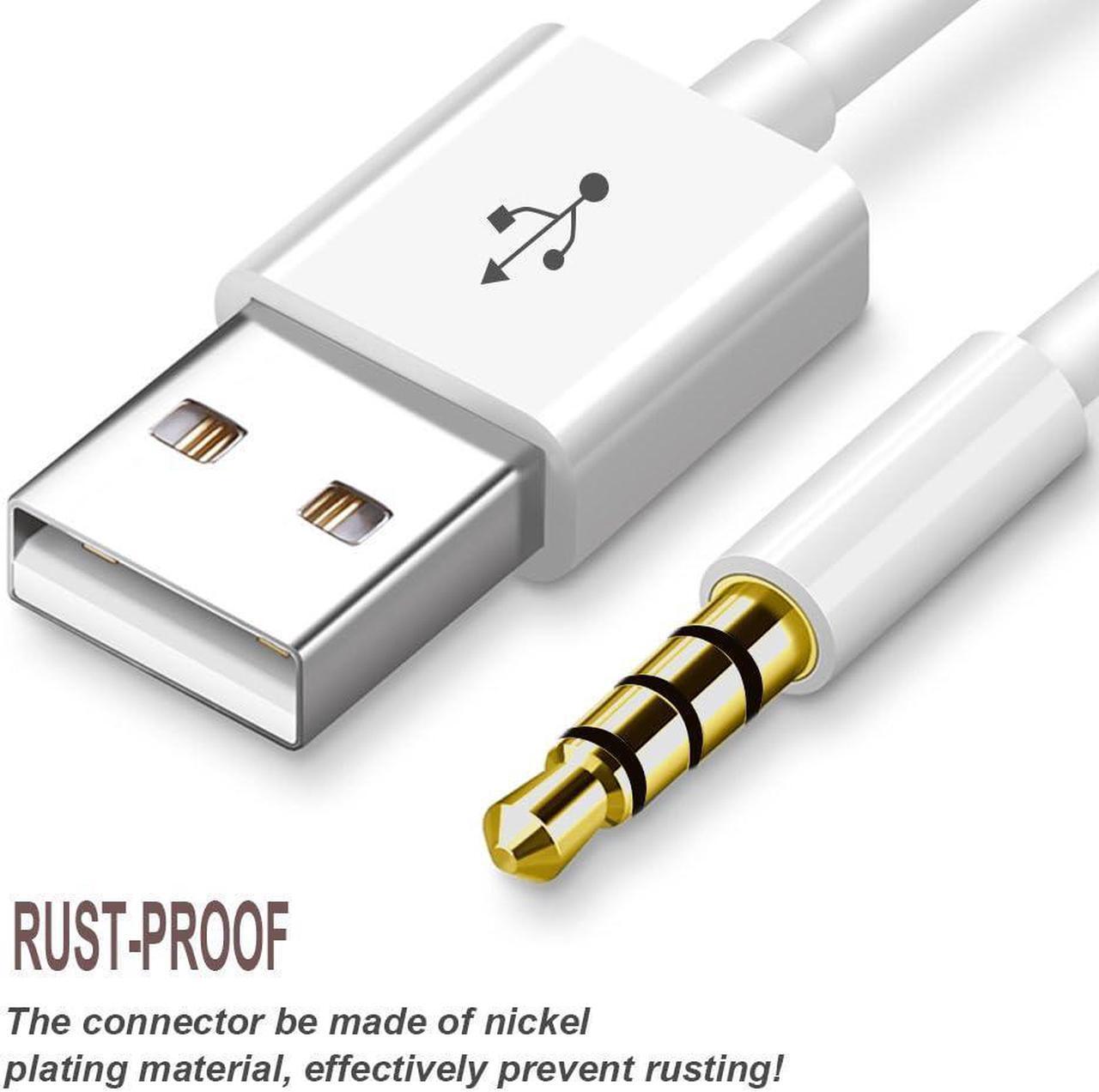 Alt view image 6 of 7 - Charging Cable for iPod Shuffle Cable USB Data Sync Cable Cord 3.5mm Male AUX Plug to USB Male Adapter Cable Charger Converter Headphone Audio Extender Jack for iPod Shuffle 3 4 5 6 Gen 2-Pack