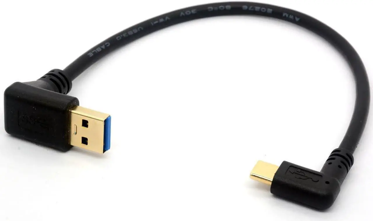 Alt view image 2 of 5 - Gold Plated Angled USB C Cable Extension 90 Degree Type C to USB 3.0 Right Angle Male Converter Data Sync Charging USB-C Adapter Cord (90°Type C-USB 3.0 A Down)