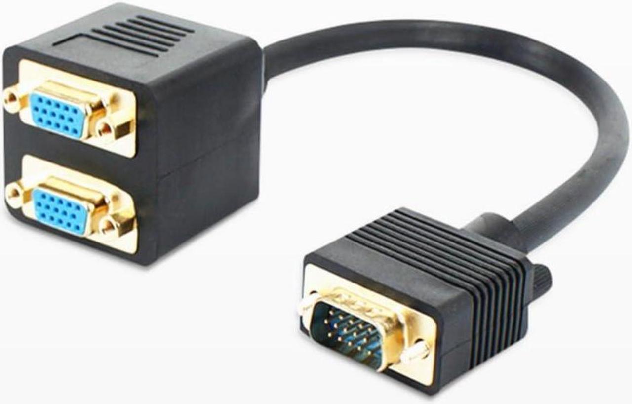 Main image of 2 Port VGA Video Cable Splitter 1 in 2 Out Computer Host Laptop Graphics Card External vga TV Monitor Projector Adapter Converter Simultaneous Display Support