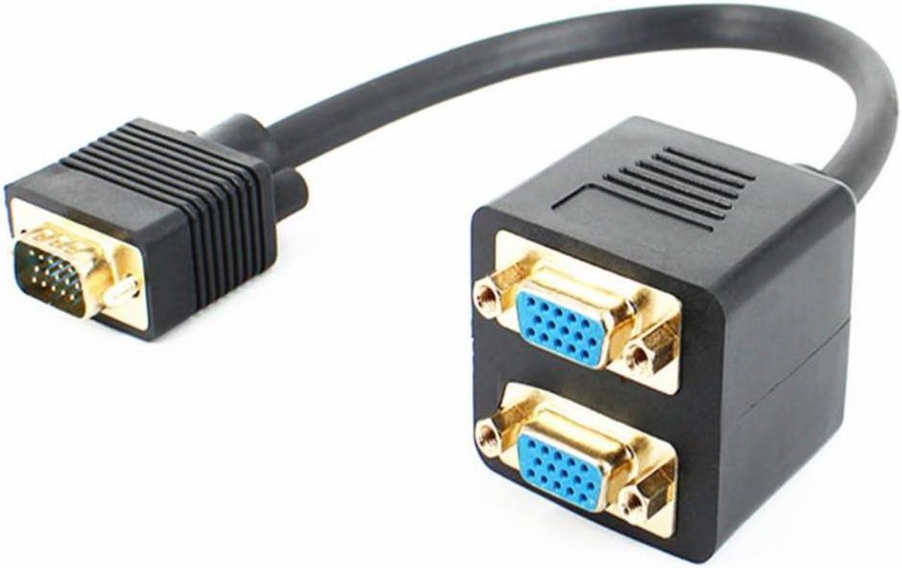 Alt view image 4 of 7 - 2 Port VGA Video Cable Splitter 1 in 2 Out Computer Host Laptop Graphics Card External vga TV Monitor Projector Adapter Converter Simultaneous Display Support