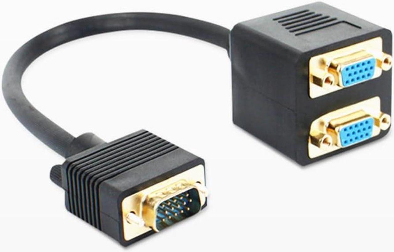 Alt view image 5 of 7 - 2 Port VGA Video Cable Splitter 1 in 2 Out Computer Host Laptop Graphics Card External vga TV Monitor Projector Adapter Converter Simultaneous Display Support
