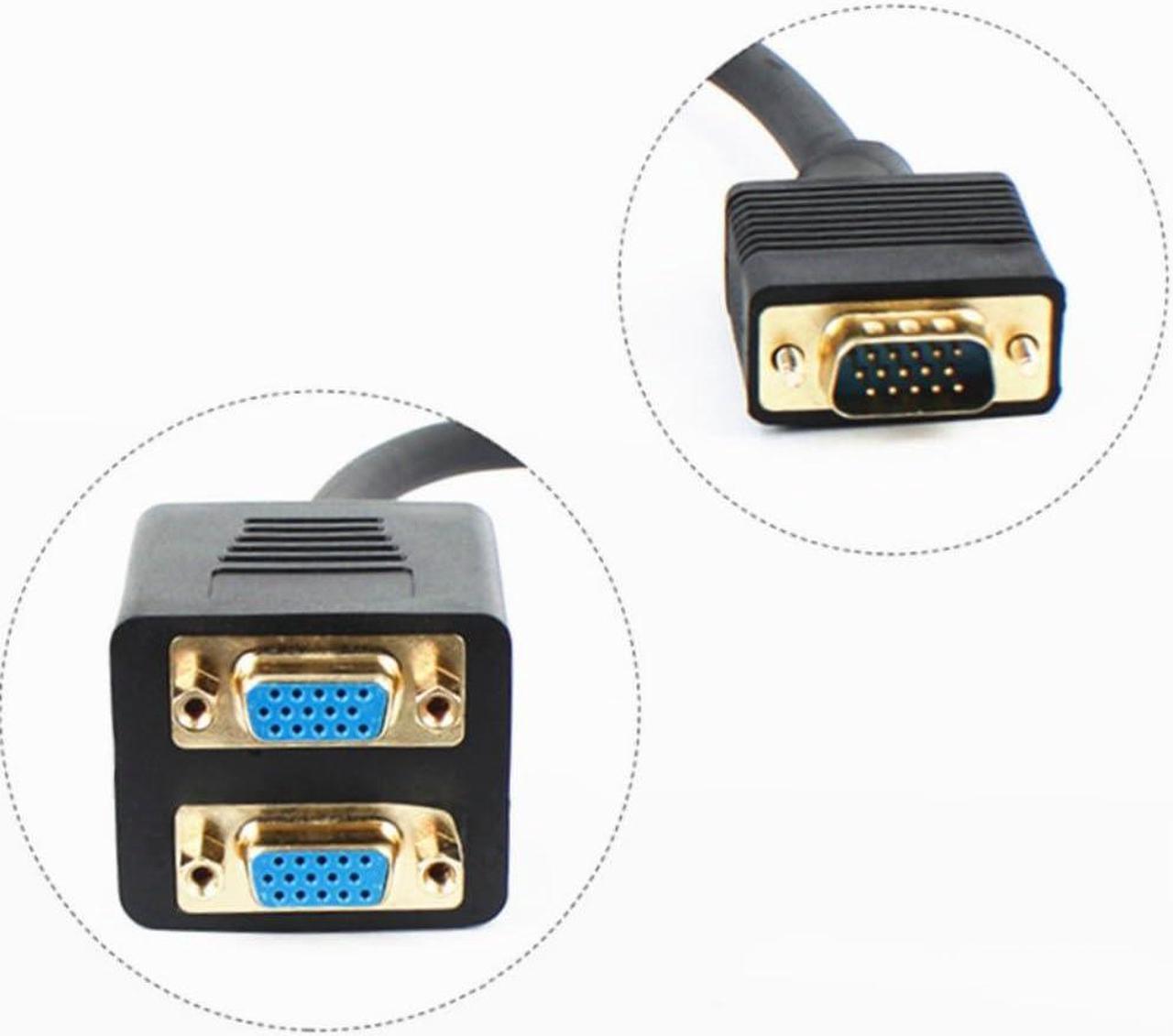 Alt view image 7 of 7 - 2 Port VGA Video Cable Splitter 1 in 2 Out Computer Host Laptop Graphics Card External vga TV Monitor Projector Adapter Converter Simultaneous Display Support