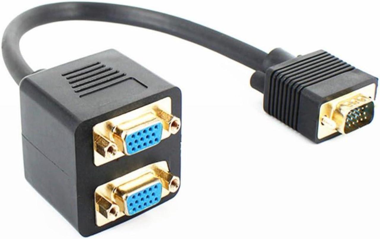 Alt view image 6 of 7 - 2 Port VGA Video Cable Splitter 1 in 2 Out Computer Host Laptop Graphics Card External vga TV Monitor Projector Adapter Converter Simultaneous Display Support