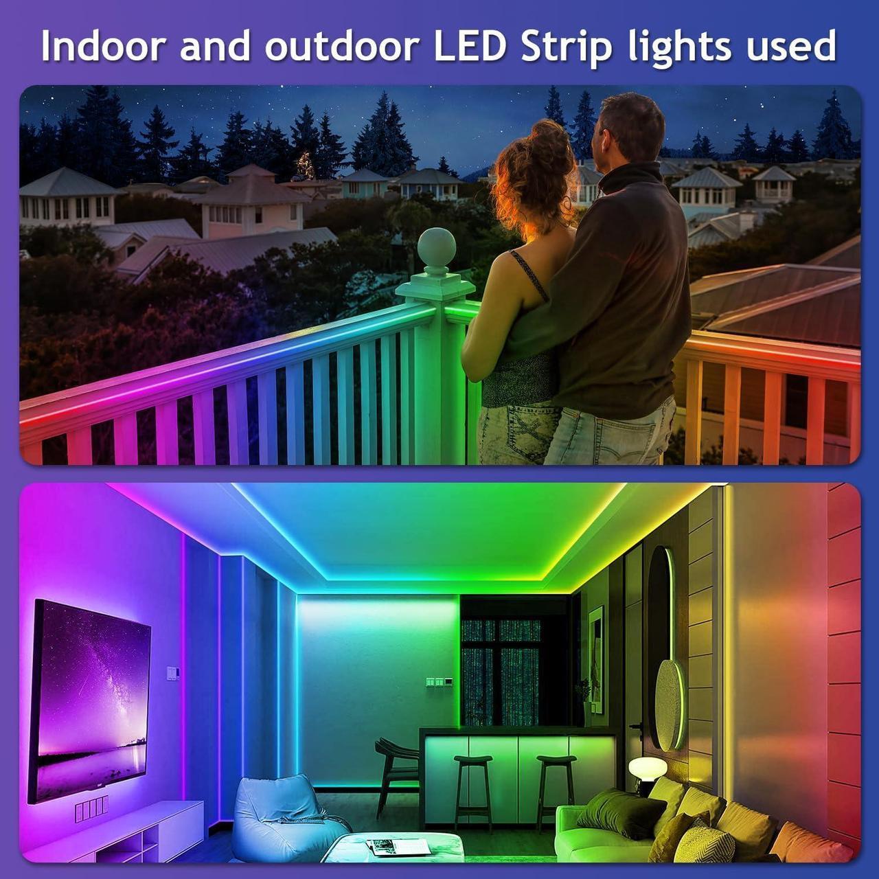 Alt view image 6 of 7 - 200ft Outdoor LED Strip Lights Waterproof 1 Roll IP68 Outside Led Light Strips Waterproof with App and Remote Music Sync RGB Exterior Led Rope Lights with Self Adhesive Back for Deck Balcony Pool
