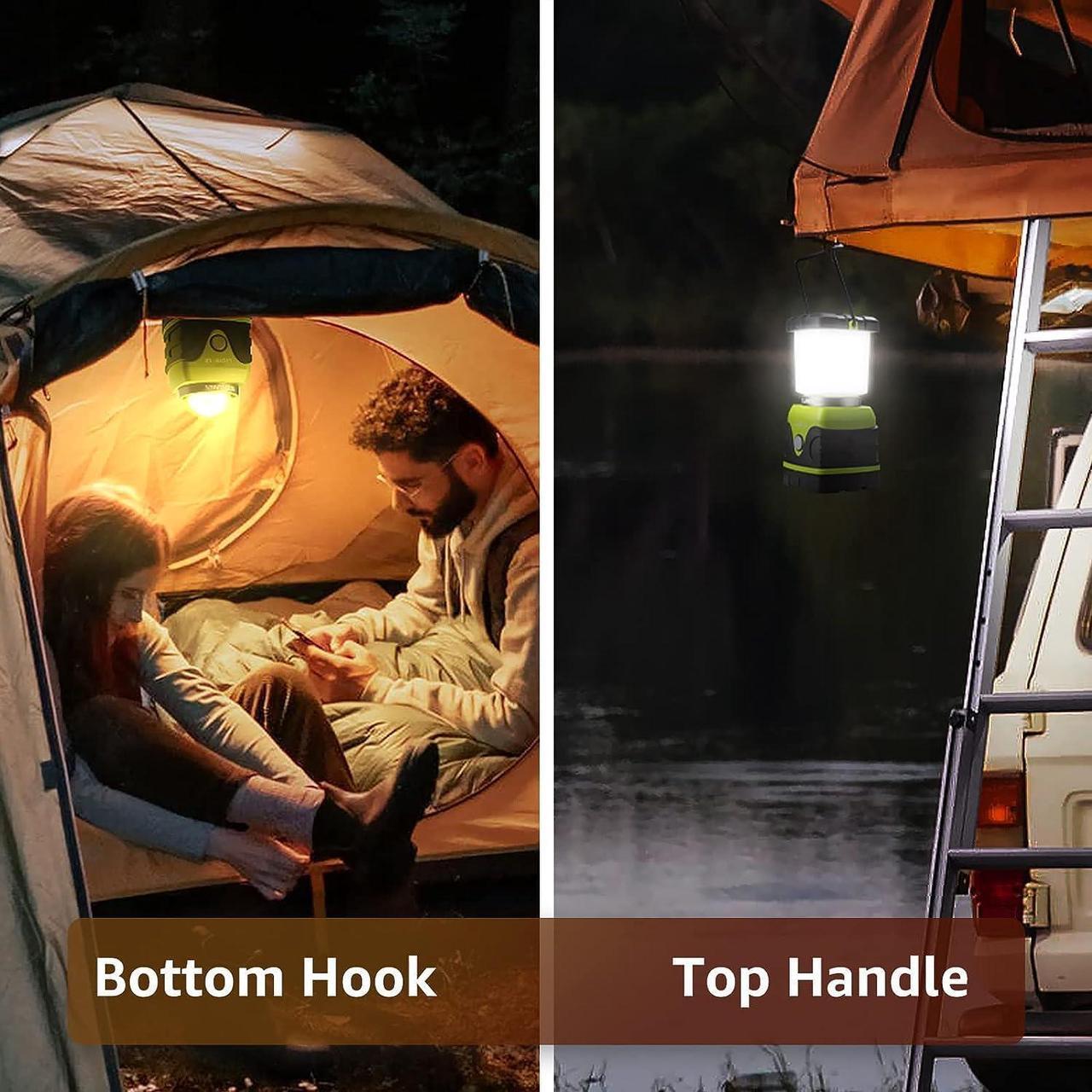 Alt view image 4 of 7 - LE 1000LM Battery Powered LED Camping Lantern Waterproof Tent Light with 4 Light Modes Camping Essentials Portable Lantern Flashlight for Camping Emergency Light Power Outages Not Rechargeable