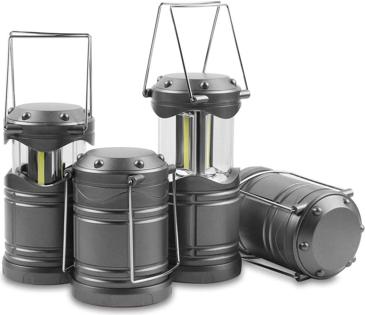 Main image of LED Camping Lantern 4 Pack Battery Powered Flashlight for Power Outages Portable Collapsible Hanging Light Essential for Home Outdoor Emergency Lamp Survival Kit Gear for Hurricane Gray