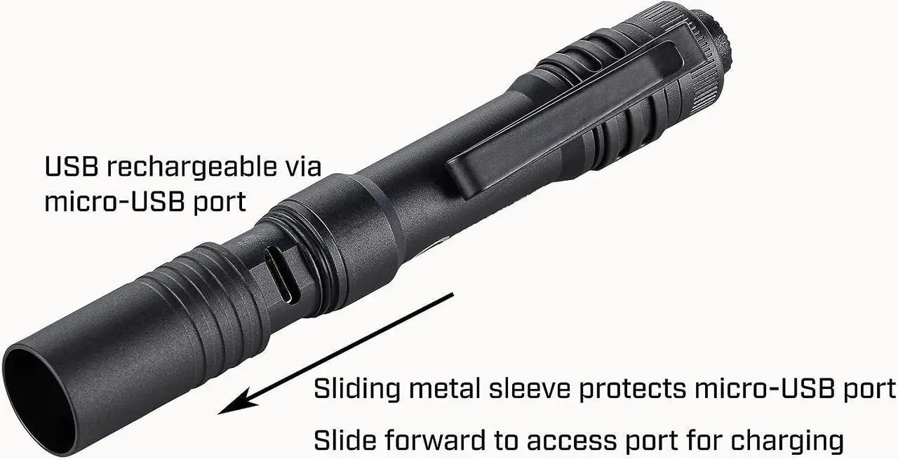Alt view image 5 of 7 - Streamlight 66601 MicroStream 250-Lumen EDC Ultra-Compact Flashlight with USB Rechargeable Battery, Clear Retail Packaging, Black