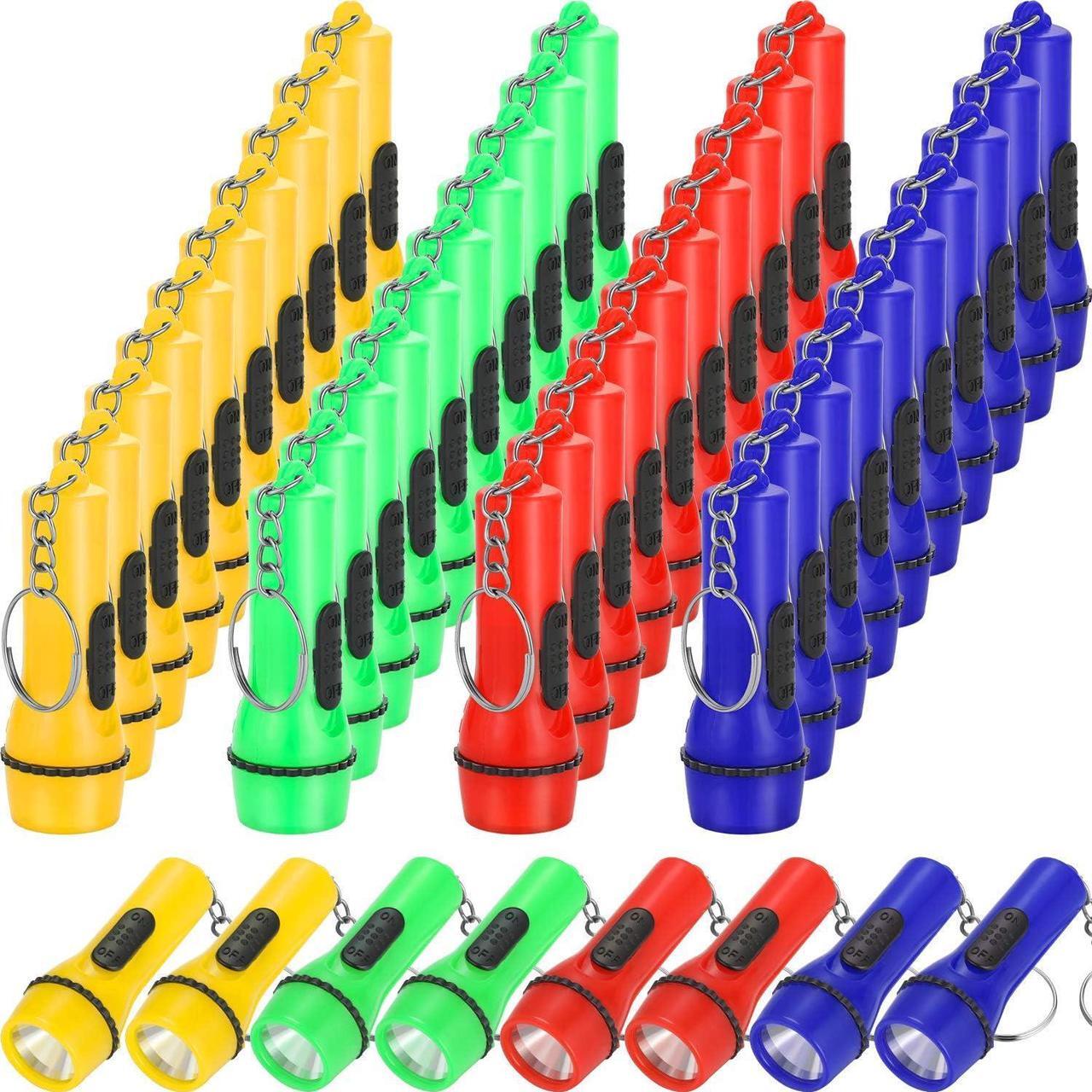 Main image of 48 Pieces Mini Flashlight Keychain Bulk Assorted Colors Toy Flashlight for Hiking Camping Party Favors