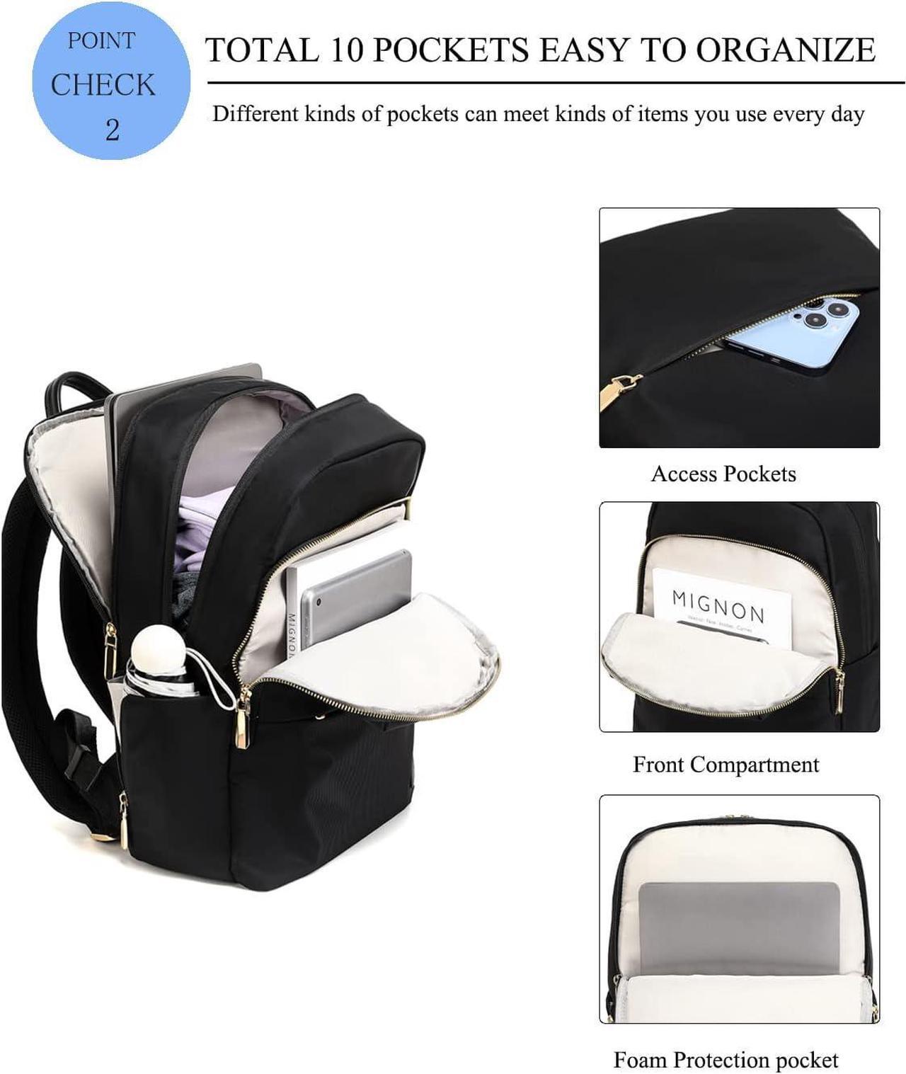 Alt view image 3 of 6 - 14 inches Laptop Backpack Water-resistant Stylish College Backpack Purse Black