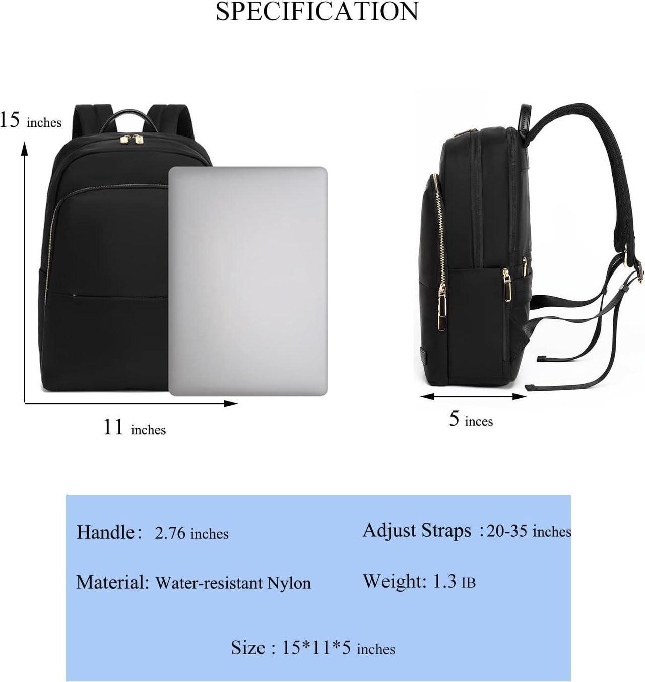 Alt view image 6 of 6 - 14 inches Laptop Backpack Water-resistant Stylish College Backpack Purse Black