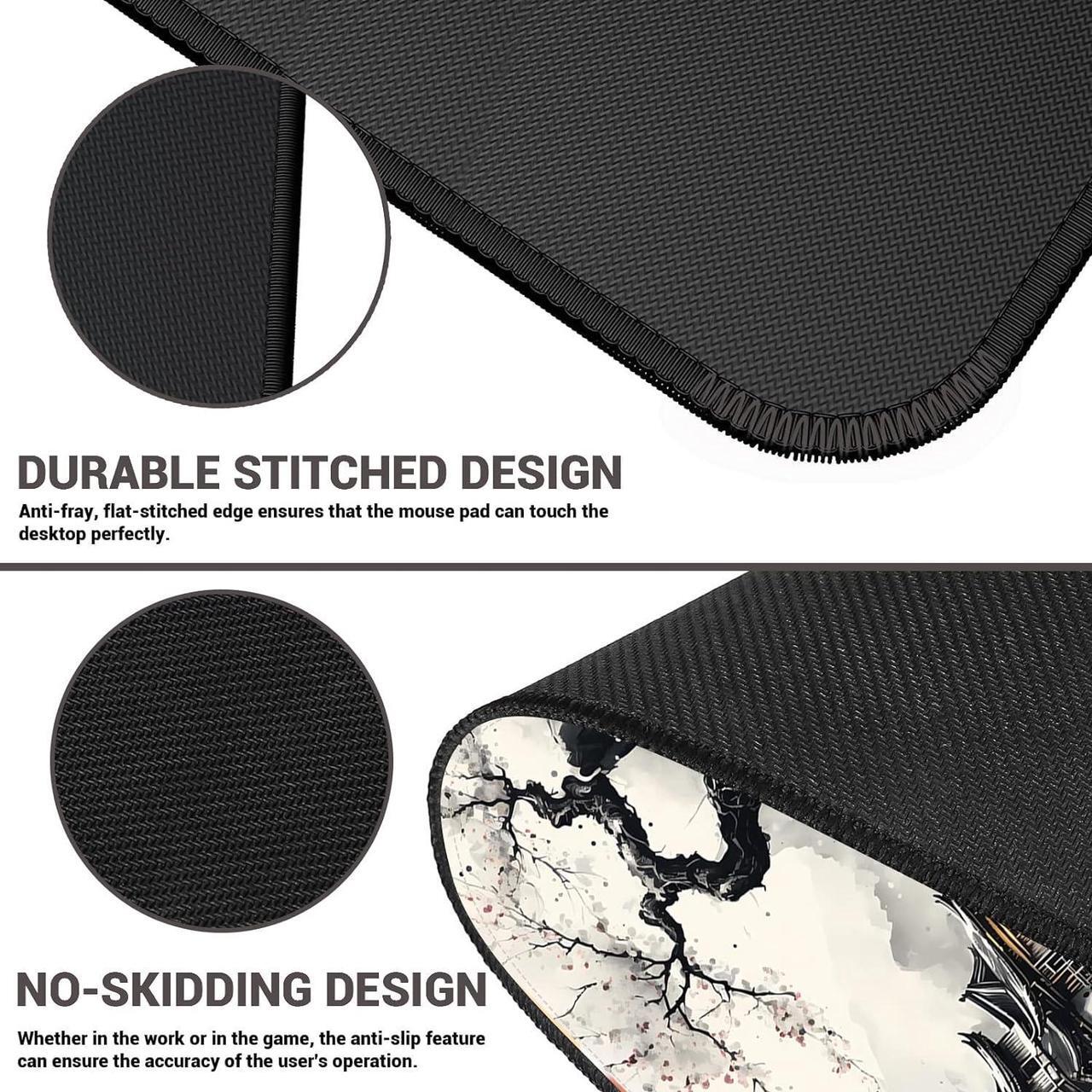 Alt view image 6 of 7 - Japanese White Mouse Pad Large Cherry Blossom Desk Mat XL Anime Gaming Keyboard Mat Non-Slip Rubber Base Big Extended Desk Protector for Home Office 31.5x11.8 (River Snow)