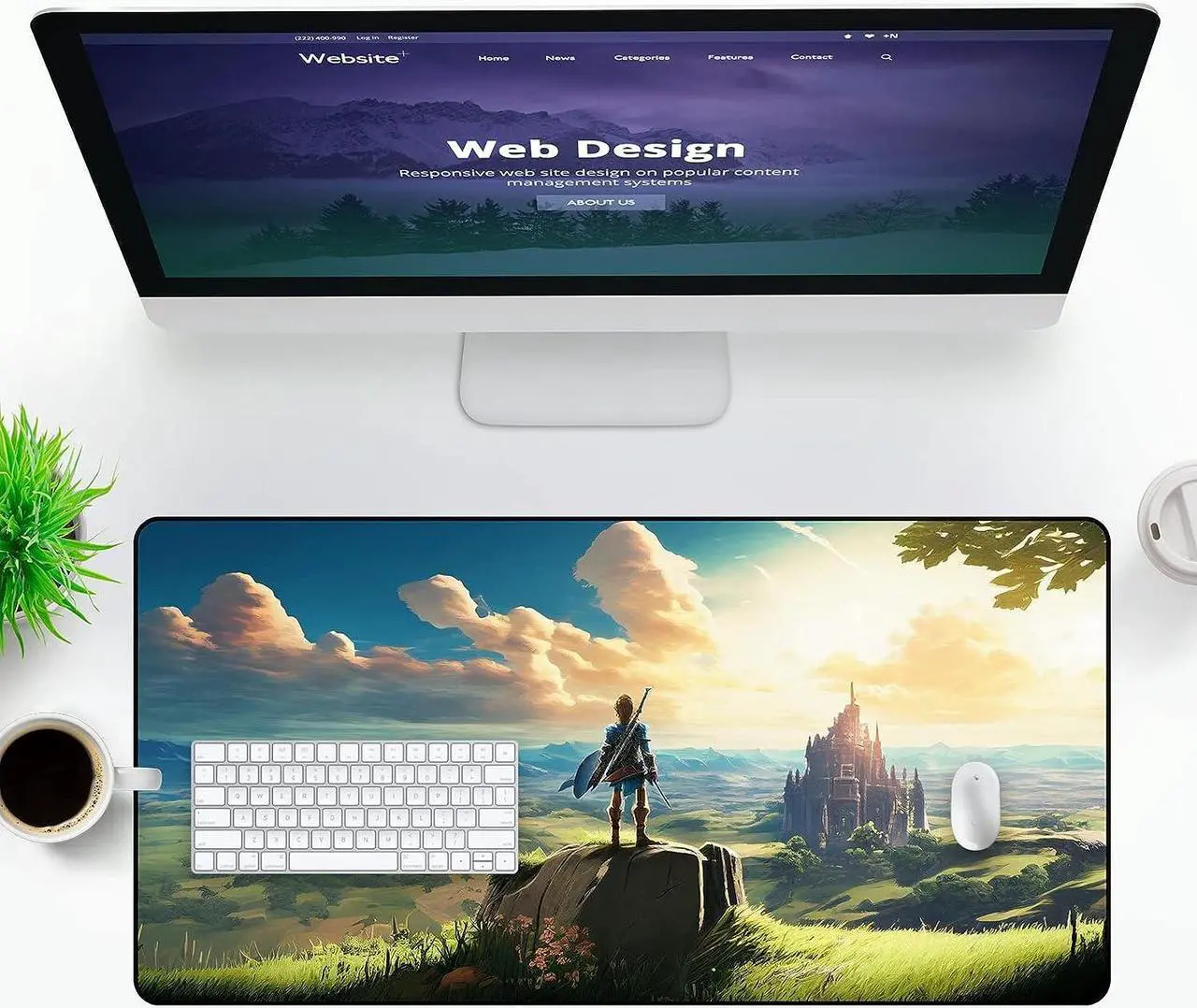 Alt view image 2 of 7 - Zelda XXL Gaming Mouse Pad Extra Large Extended Non Slip Mouse Pad - Keyboard and Mouse Desk Pad Anime Gaming Mouse Mat for Computer 31.5 x 15.7 in