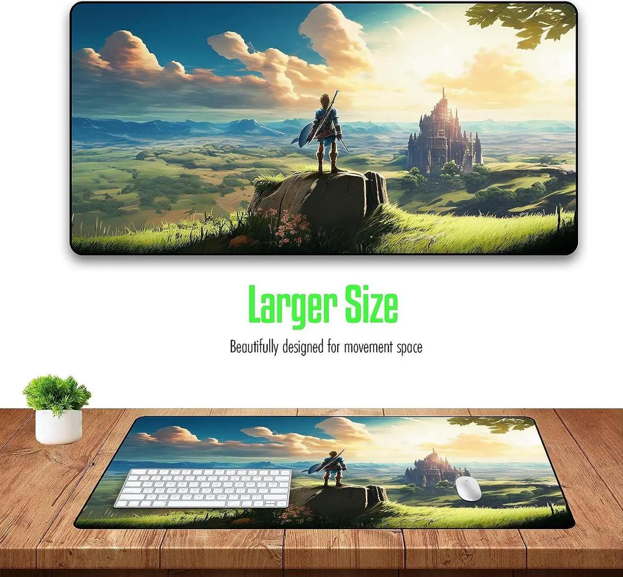 Alt view image 3 of 7 - Zelda XXL Gaming Mouse Pad Extra Large Extended Non Slip Mouse Pad - Keyboard and Mouse Desk Pad Anime Gaming Mouse Mat for Computer 31.5 x 15.7 in