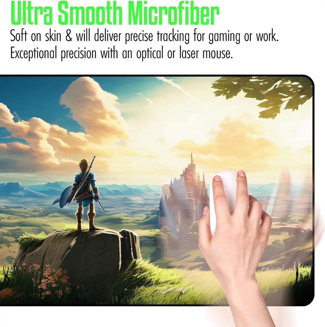 Alt view image 5 of 7 - Zelda XXL Gaming Mouse Pad Extra Large Extended Non Slip Mouse Pad - Keyboard and Mouse Desk Pad Anime Gaming Mouse Mat for Computer 31.5 x 15.7 in