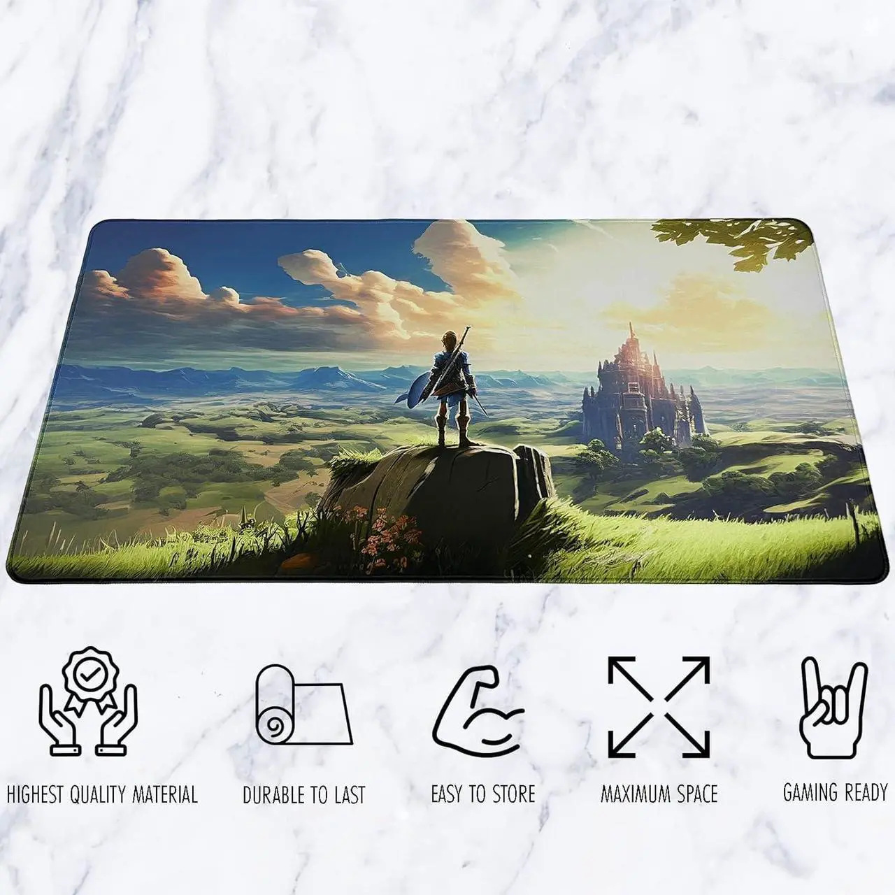 Alt view image 7 of 7 - Zelda XXL Gaming Mouse Pad Extra Large Extended Non Slip Mouse Pad - Keyboard and Mouse Desk Pad Anime Gaming Mouse Mat for Computer 31.5 x 15.7 in